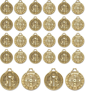 90Pcs 2 Styles Alloy Jesus Cross Saint Benedict Medal Charms Pendants for Jewelry Making DIY Religious Gifts Rosary Beads Necklace Bracelet