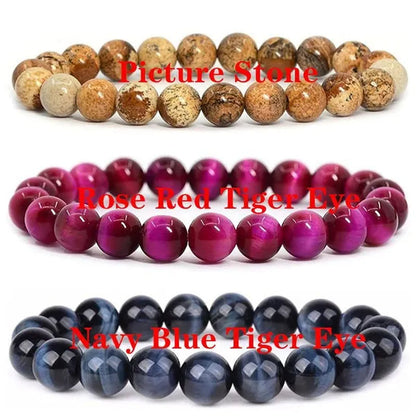 6Mm 8Mm Natural Stone Chakra Beaded Charm Bracelets Tiger Eye Amethyst Lapis Lazuli round Beads Bracelet Women Yoga Jewelry