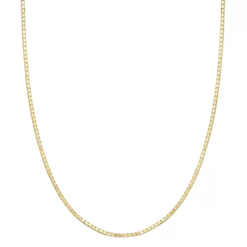 Adjustable Box Link Chain Necklace, .85Mm in 14K Gold