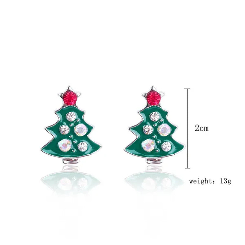 Christmas Jewelry with Diamond Snowflake Bell Christmas Earrings Christmas Tree Earrings Set Christmas Earrings Deer Stud Earrings