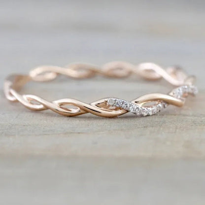 Diamond Ring Engagement Ring Diamond Anniversary Twined Vine Simple Infinity Eternity Ring Bridal Women Promise Ring Anniversary Gold Wedding Bands Size 4-10