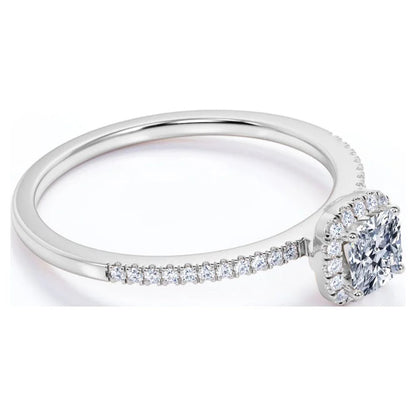 .50 Carat Cushion Cut Real Diamond Halo Engagement Ring in 10K White Gold