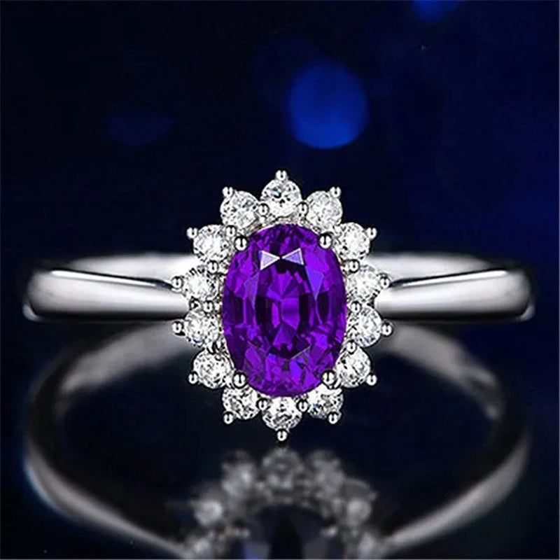 New Ruby Diana Sunflower Lady Ring Classic Living Mouth Design Women'S Ring
