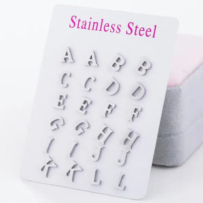 Fashion Stainless Steel Alphabet Stud Earring Lovely Tiny A-Z Letter Earrings Cute Simple Jewelry for Women Men Girls Gift