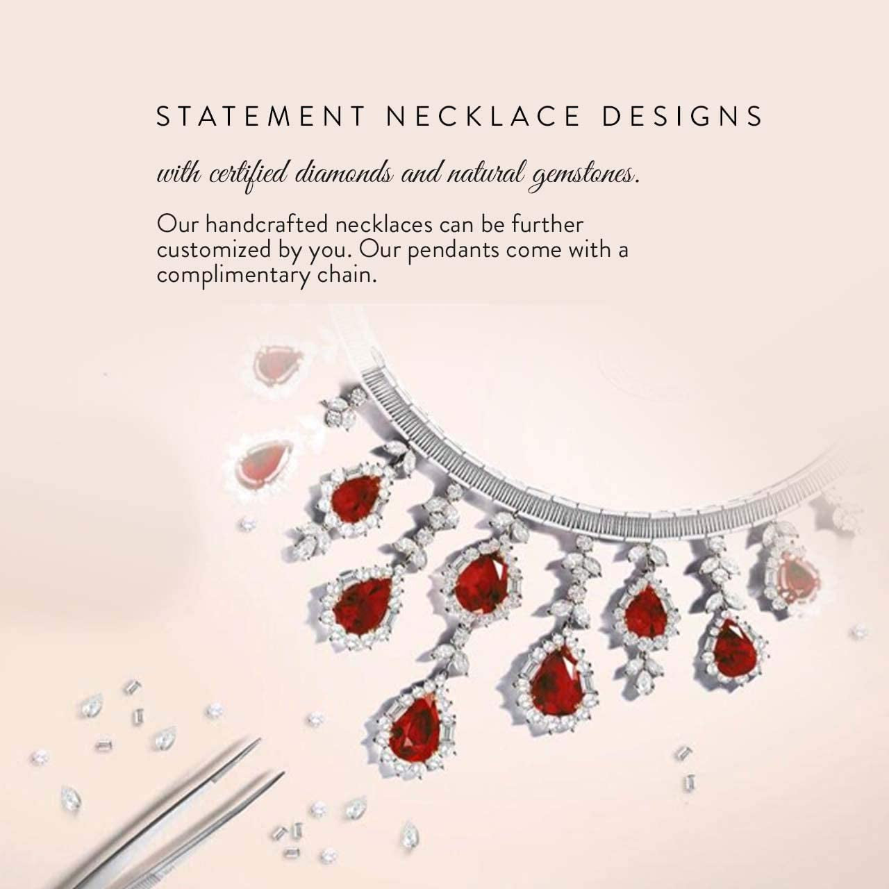 Natural and Certified Gemstone and Diamond Three Stone Petite Necklace in 14K Solid Gold | 0.18 Carat Pendant with Chain