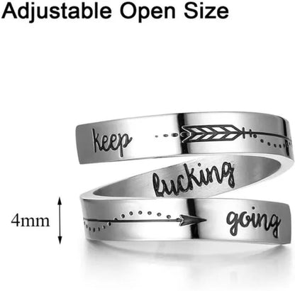 ANTIQUE DESIGN 925 Sterling Silver Ring Silver Keep Going Ring Inspirational Ring New Men's Women's Engraving Jewelry