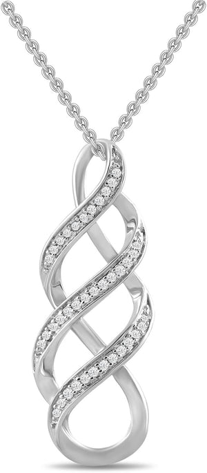 Women'S Sterling Silver Diamond Twist Pendant Necklace (1/10 Cttw), 18" (Previously Amazon Collection)