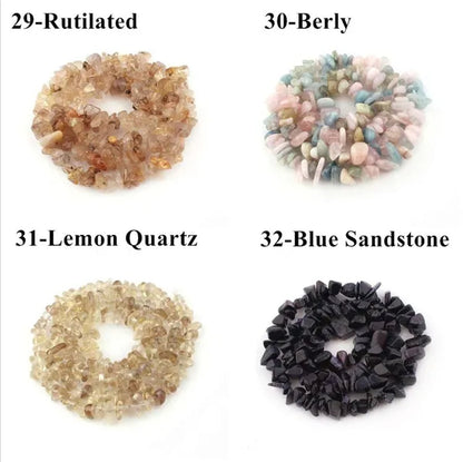 80Kinds 5-8MM natural stone irregular shape free-form chip beads tiger eye amethyst turquoise white crystal red coral Lapis lazuli used for jewelry making DIY bracelet 30"