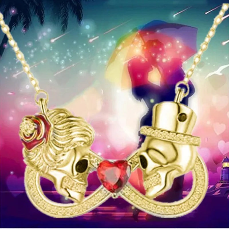 Exquisite and Creative Women's Infinite Necklace Diamond Necklace Skull Necklace Couple Necklace Ruby Pendant Skull Jewelry Accessories Fashion Women's Valentine's Day Anniversary Gift