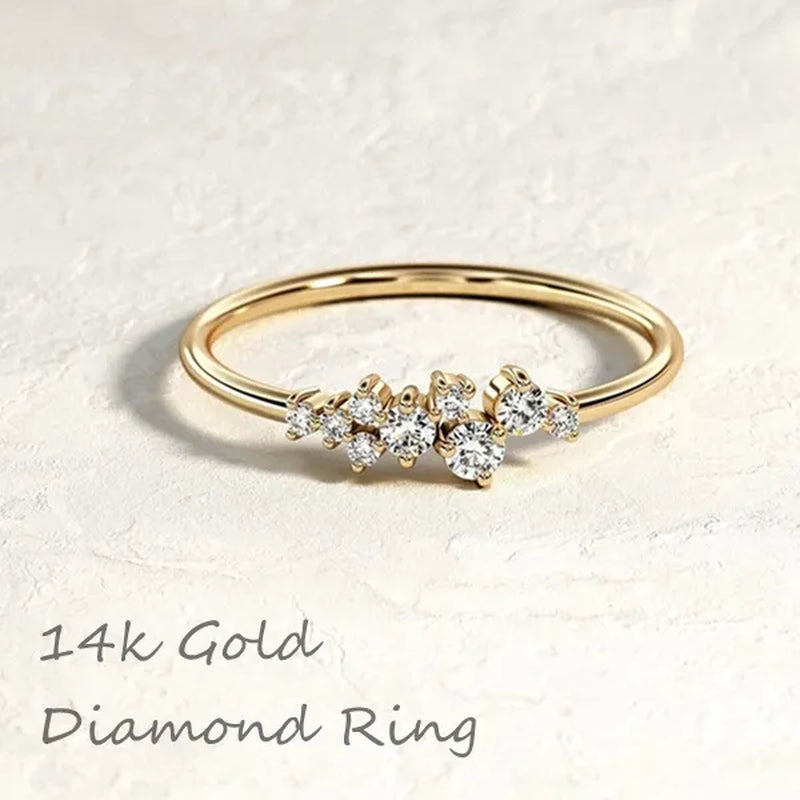 Minimalist Diamond Ring Women'S Fashion Diamond Cluster Ring Wedding and Engagement Moissanite Jewelry Cluster Stacking Ring Dainty Cluster Ring Stacking Ring