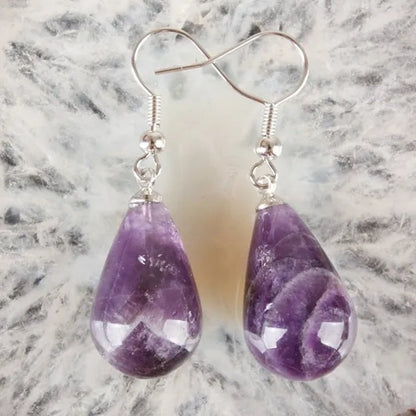1 Pair 13X20MM Amethyst Clear Quartz Lapis Lazuli Turquoise Rose Quartz Opal Obsidian Jasper Drop Cone Bead Hook Dangle Diy Earrings