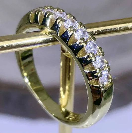 Luxury  silver /18K Gold Ring  925 Sterling Silver Womens Ring  White Sapphire Wedding Band Engagement Diamond Ring Fine Jewelry Christmas Gift Size:6 7 8 9 10