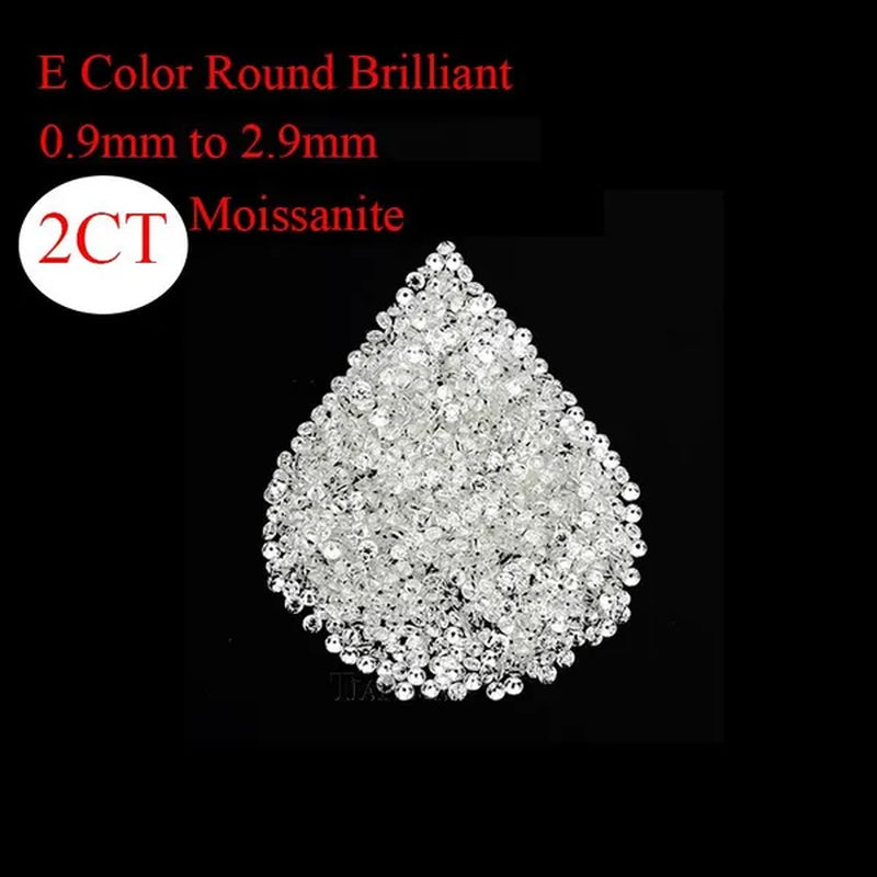 Loose Moissanite Stone Small Size 0.9Mm to 2.9Mm E Color White round Brilliant Cut Loose Beads