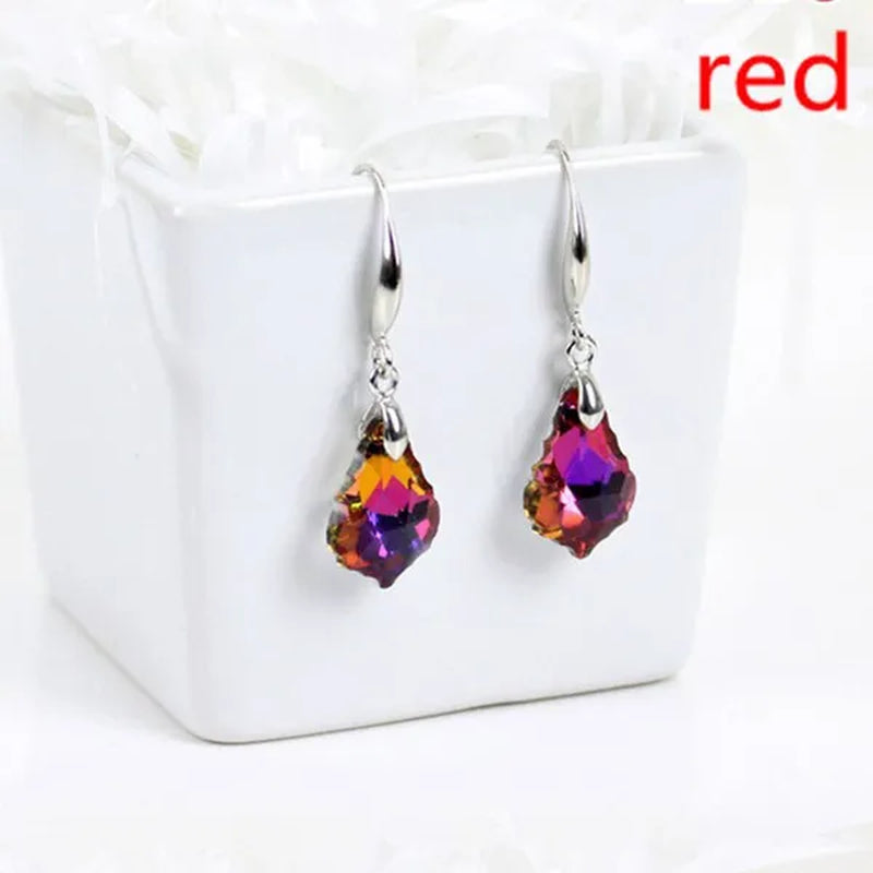Zircon Earrings Exquisite Fashion Silver Plated Earrings Colorful Stud Earrings Zircon Earrings Romantic Classic Lovers Earrings Engagement Earrings Anniversary Gifts Valentine'S Day Gifts for Women Earrings