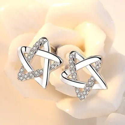 Mini Five-Pointed Star Stud Earrings for Women Silver Crystal Diamond Earrings for Gifts Fine Jewelry Brincos
