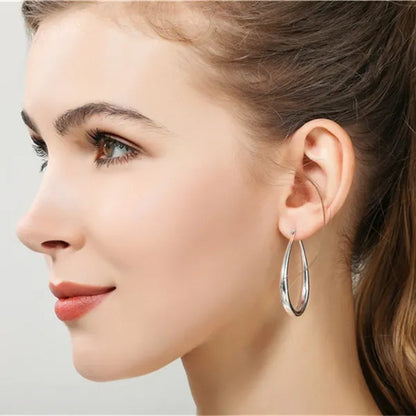 Simple Smooth Gold Plated Exaggerate Hoop Earrings Wedding Engagement Anniversary Jewelry Gift for Women