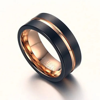 Mens Jewelry Black Rose Gold Elegant Brushed Tungsten Carbide Steel Classics Ring Wedding & Engagement Rings Band from Milkle Gift