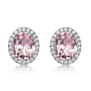 Majesty Diamonds MDS210248 Oval Pink Nano Morganite Stud Earrings in 0.925 White Sterling Silver