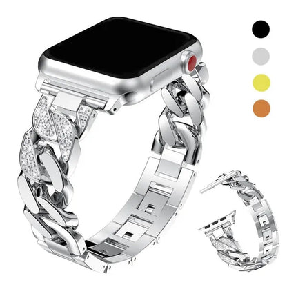 Diamond Stainless Steel Metal Strap Band for Smart Watch Ultra 2/Ultra 49mm 9 8 SE 7 41 mm 45 mm 40mm 44mm 38mm 42mm 40 Mm Girl/Women Ultra-thin Bracelet for Iwatch Serie 6 5 4 3