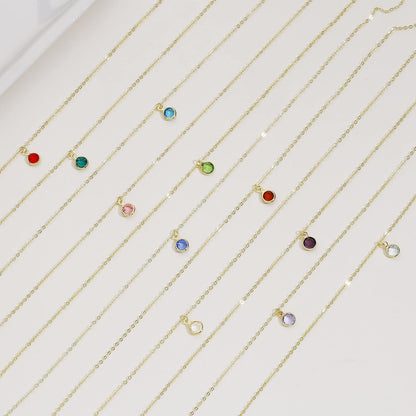 18K Gold Plated Dainty Birthstone Pendant Necklace Personalized Minimalist Simulated Diamond Cubic Zirconia Birthstone Charm Everyday Necklaces Simple Birthday Gift Daily Jewelry for Women