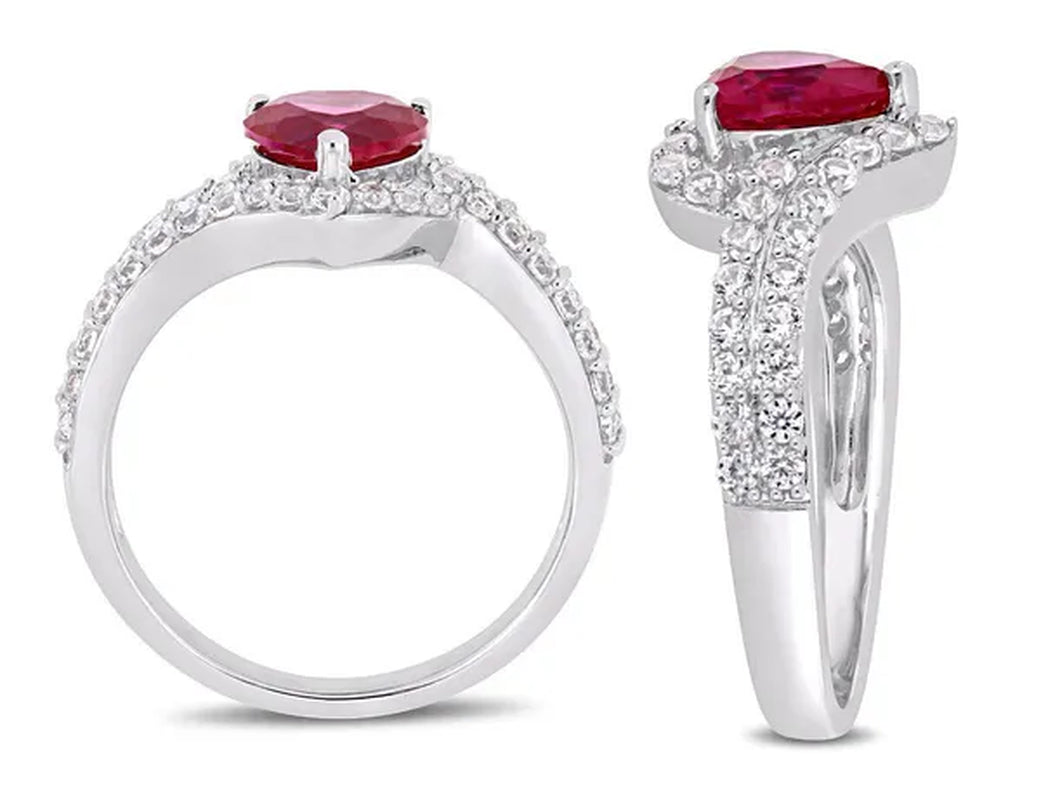 2.49 Carat (Ctw) Lab-Created Ruby and White Sapphire Ring in Sterling Silver