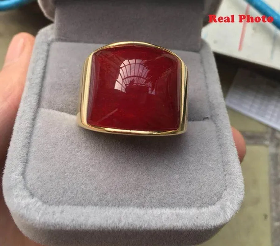 New Fashion Rings 316L Stainless Steel Gold Plated Simple Jewelry Ring With Opal For Men