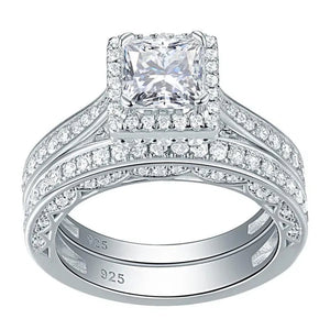 Newshe Vintage Wedding Ring Sets  Engagement Rings for Women Princess Cut AAAAA CZ 925 Sterling Silver Jewelry Gift Sz 4-13