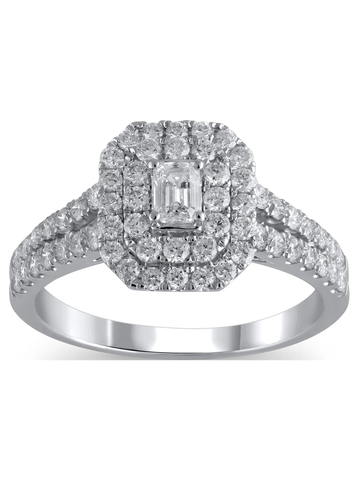 1 Carat T.W. (I2 Clarity, H-I Color)  Emerald Cut Diamond Engagement Ring in 10Kt White Gold, Size 9