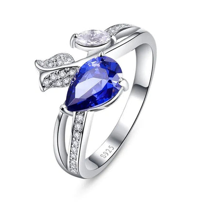 6*9Mm Pear Cut Sapphire & Ruby 925 Sterling Silver Jewelry Vintage Wedding Engagement Ring Christmas Gift Bride Engagement Anniversary Ring Size 6-10