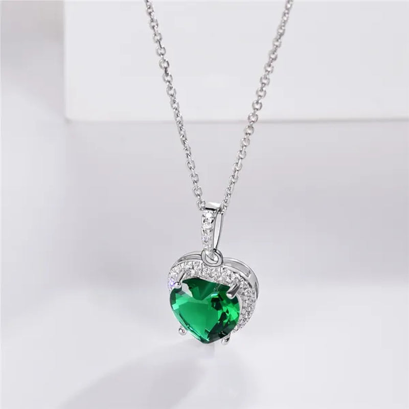 Women'S Birthstone Necklace Ruby/Sapphire/ Amethyst Jewelry 925 Sterling Silver Chain Love Heart Pendant Crystal 12 Month Birth Stones Pendant for Women Girls, 誕生石,Pierre De Naissance,Valentines Gift