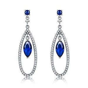 Majesty Diamonds MDS210240 Marquise Blue Nano Sapphire Halo Dangle & Drop Earrings in 0.925 White Sterling Silver