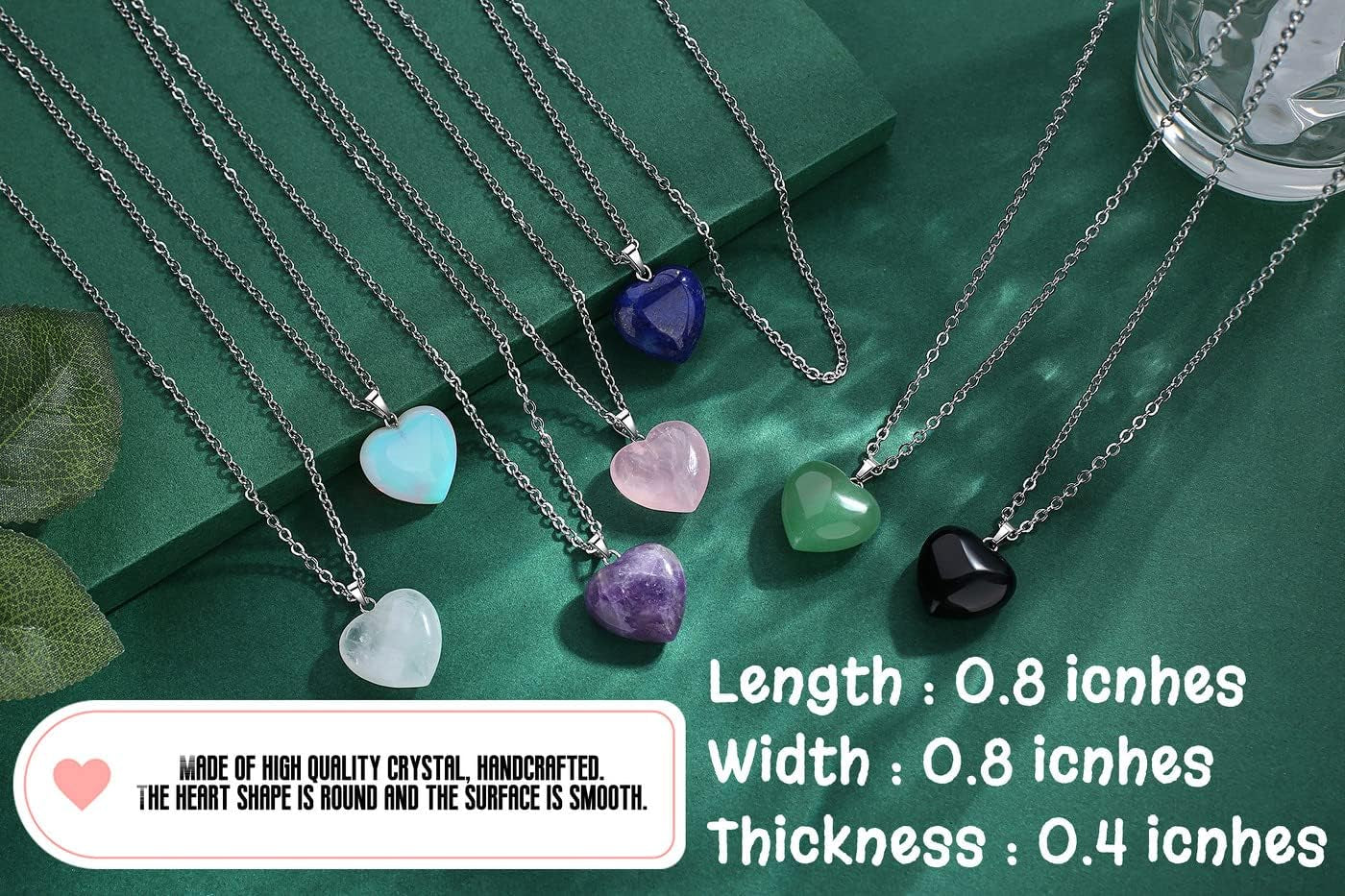 Crystal Necklace Quartz Healing Crystals Necklaces for Women Mothers Day Gift Quartz Heart Love Gemstone