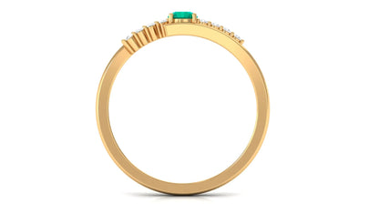Minimal Emerald Bypass Promise Ring for Women, May Birthstone Ring (AAA Quality), 14K Yellow Gold, US 8.50