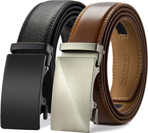 Leather Ratchet Belt Men 2 Pack - Customizable Fit, Effortless Style (35Mm)