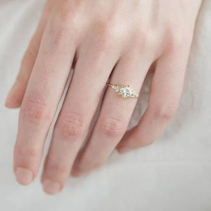 Square Diamond Rings Cross Border 14K Gold Plated Engagement Ring Pinky/Little Finger Ring Jewellery