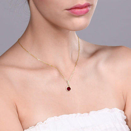 925 Sterling Silver 6MM round Gemstone Birthstone and White Diamond Necklace | Infinity Pendant Necklace for Women | with 18 Inch Chain