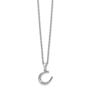 Sterling Silver Diamond Horseshoe Necklace - Size 18