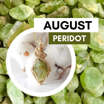 Handmade Women’S Peridot Necklace 24 Inch Chain White Gold Plated, August Birthstone