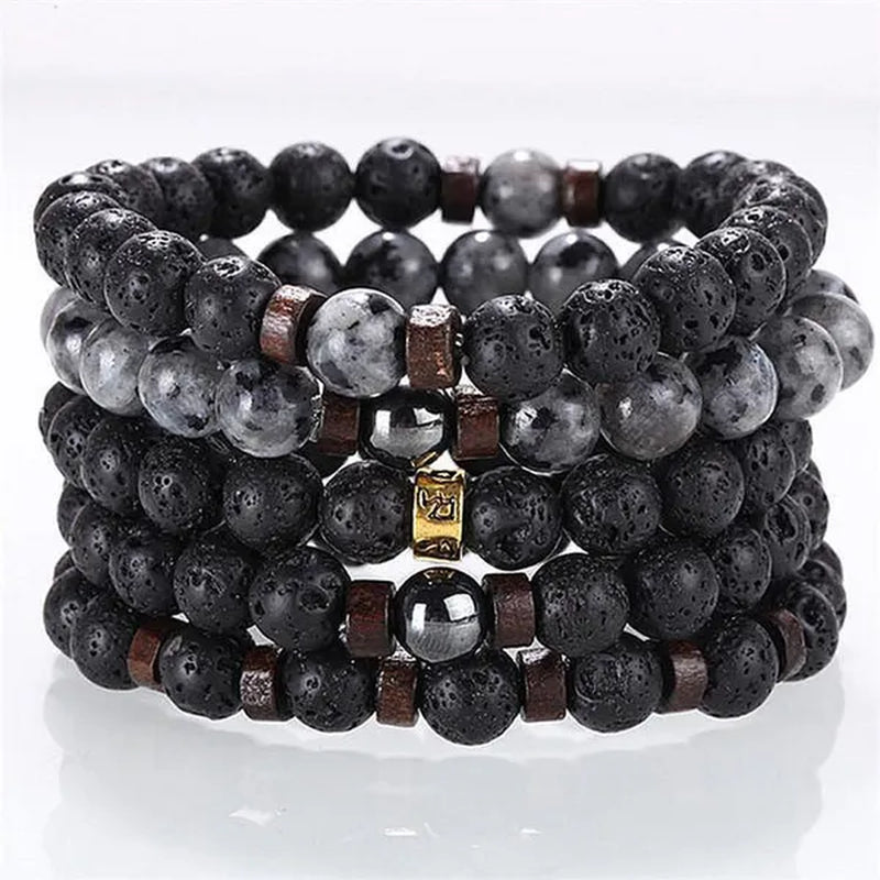 Luxury Fashion Men's Creative Bead Bracelet Handwoven Adjustable Natural Stone Bead Bracelet Hip Hop Bracelet Men's Jewelry Party Anniversary Gift Christmas Gift Jewelry