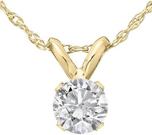 14K White or Yellow Gold 1/3 Ct Diamond Round-Cut Natural Solitaire Pendant Women'S 18" 14K Gold Chain Necklace