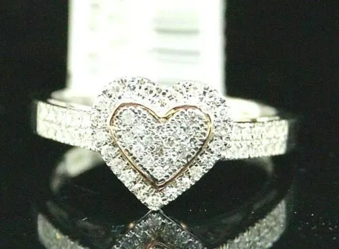 luxurious Exquisite Fashion Solid 925 Sterling Silver Natural Heart White Sapphire Ring Bride Romantic Wedding Anniversary Gift Princess Engagement Diamond Jewelry Christmas Gift Size 4-12