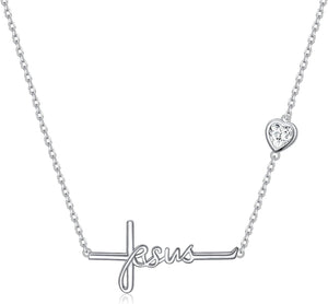 Cross Necklace 925 Sterling Silver Infinity Love of God Heart Cross Pendant Necklace Christian Gift for Women