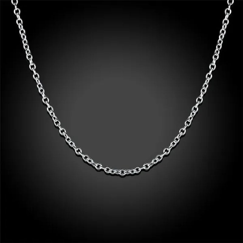 Wholesale Price High Quality 5pcs/lot Simple Fashion 925 Silver 1mm Basic Chain Necklaces For Women O Word Chain Wedding Engagement Jewelry Fashion Party Gift