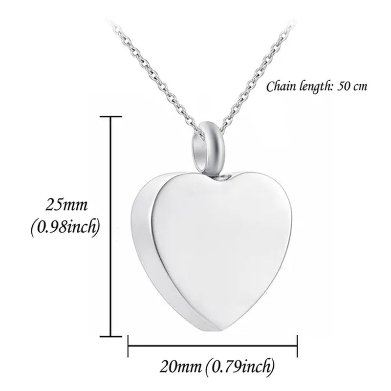 Heart Dove Pendant Necklace Cremation Jewelry Urn Stainless Steel Ashes Jar Keepsake-Forever in My Heart