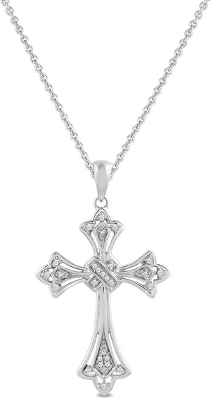 Sterling Silver Diamond Accent Cross Pendant Necklace, 18"