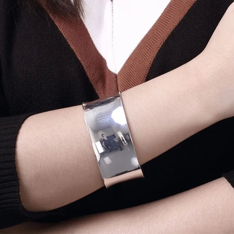 FASHION 925 Sterling Silver Minimalist Cuff Bangle