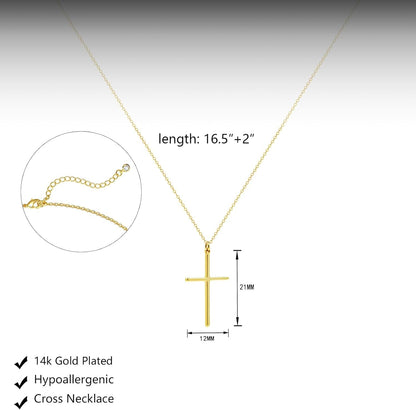 Cross Necklace for Women - 18K Gold Plated Cross Pendant Necklace Dainty Simple Gold Cross Necklace Tiny Gold Cross Necklaces for Women Trendy Gold Jewelry for Women Gift
