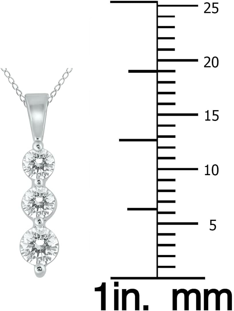 1/2 Carat TW Three Stone Diamond Pendant Available in 10K White and Yellow Gold