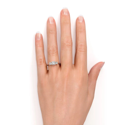 Modern 0.50 Carat Princess Cut Diamond - 3 Stone Engagement Ring - past Present Future Ring - 10K Rose Gold