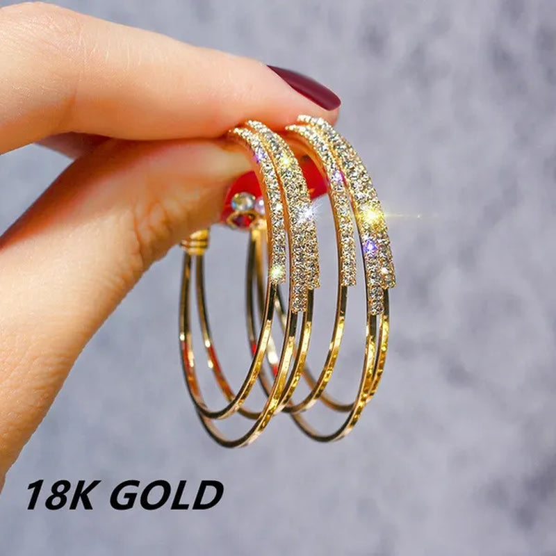 Exquisite European and American Fashion Female Jewelry Silver/Gold Diamond Earrings Romantic Valentine'S Day Gift Engagement Earrings Wedding Earrings Anniversary Women'S Jewelry